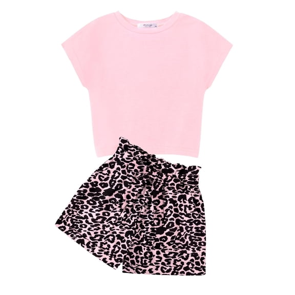 Arshiner Girls 2 Piece Outfit Summer Drop Shoulder Batwing Sleeve Tops and Paperbag Waist Shorts Set Cute Clothing