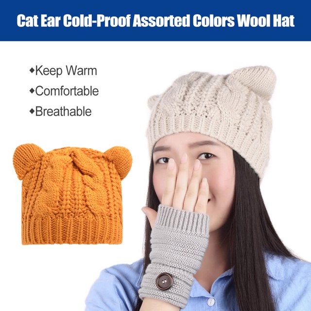 Knitted Hat Cold-Proof Climbing Assorted Winter Premium Material Colors Thick Comfortable Cable Caps Long-time Service Breathable Durability Ginger