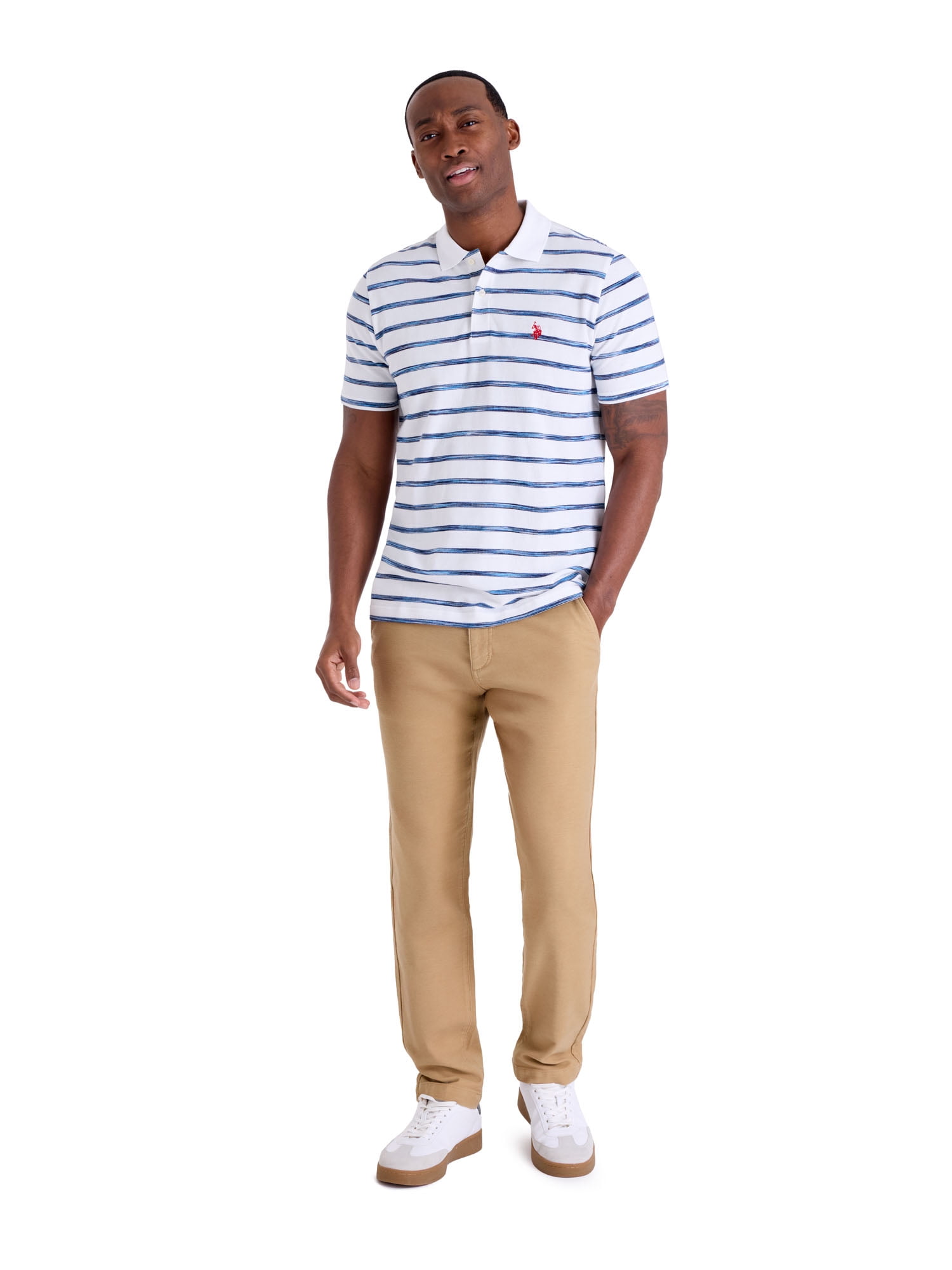 U.S. Polo Assn. Men's Stripe Pique Polo Shirt