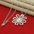 thumbnail image 3 of K-KED 925 Sterling Silver Flower Pendant Necklace Chain Wedding Engagement Jewelry, 3 of 3