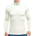 thumbnail image 2 of Hinvhai Seasonal Clearance Men Solid Ribbed Slim Fit Knitted Pullover Turtleneck Sweater Base Shirt White 10(XL), 2 of 3