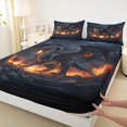 thumbnail image 3 of Manfei Dragon Bed Sheets King,Magic Animal Bedding King Size,Fire Flaming Sheet Set King,Microfiber Room Decoration,4pcs, 3 of 7