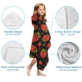 thumbnail image 7 of Red Strawberry Plants Fruit Pattern Black Pattern Hooded Bath Towel，60"x35" for Ages 3 To 12 Kids, Quick Dry Lightweight Soft Microfiber Hood Beach Towel Cover Up for Kids, 7 of 7