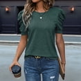 thumbnail image 2 of Suéter de Corta Abullonada para Mujer, Tops de y Verano 2025, Conjuntos de Punto, Camisa de Cuello Redondo, Blusas, Verde Tinta, Talla M, 2 of 4