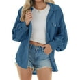 thumbnail image 1 of Womens Casual Jacket, Exquisite Color Women Loose Jacket Casual Style Machine Washable Puff Sleeve  For Outdoor ANGGREK Azul M, 1 of 6