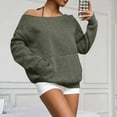 thumbnail image 6 of Fall Fashion Womens Off Shoulder Sweatshirt Slouchy Pullover Tops Solid with Pocket, 6 of 6
