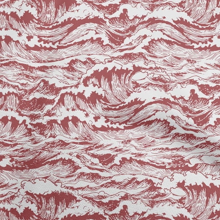 oneOone Silk Tabby Maroon Fabric Asian Japanese Wave Craft Projects Decor Fabric Printed By The Yard 42 Inch Wide