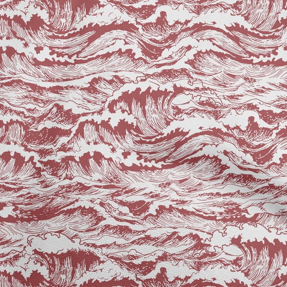 oneOone Velvet Maroon Fabric Asian Japanese Wave Dress Material Fabric Print Fabric By The Yard 58 Inch Wide