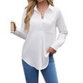 thumbnail image 5 of Siliteelon Women's White Textured Button-Down Long-Sleeve Casual Shirt with Pockets - Fresh and Minimalist for Daily Casual Wear, 5 of 7