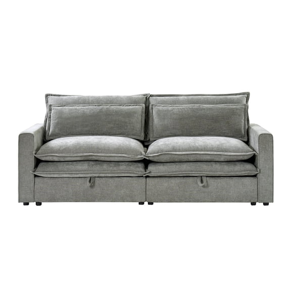 Modern Removable Sofa with Cushions and Storage, for Living Room Apartment, Light Grey