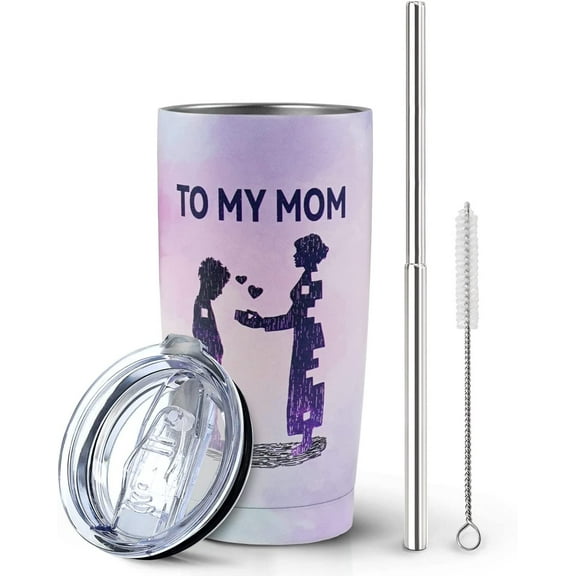Tumbler Gifts For Mom From Son,Suitable for Mothers Day Mom Birthday Gifts,20 oz Coffee Tumbler with Straw and Lid,Double Wall Stainless Steel Vacuum Insulated Car Cup for Travel