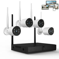 4-Pack TopVision 8-Channel 3MP NVR Security Surveillance Camera System with Full Color Night Vision, IP66 Waterproof