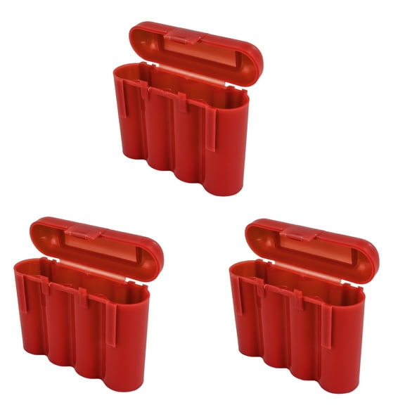 3 Pack AA / AAA / CR123A Red Battery Holder Storage Cases