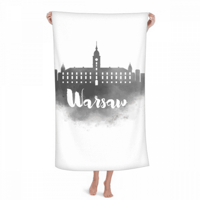 Varsovie Pologne Encre de Marque Ville Serviette de Bain Chiffon de Toilette en Coton Doux