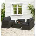 thumbnail image 2 of 4 Pieces Patio Furniture Sets Outdoor Conversation Set, All Weather PE Rattan Sectional Sofa Couch with Table and Cushions, Gray, 2 of 9