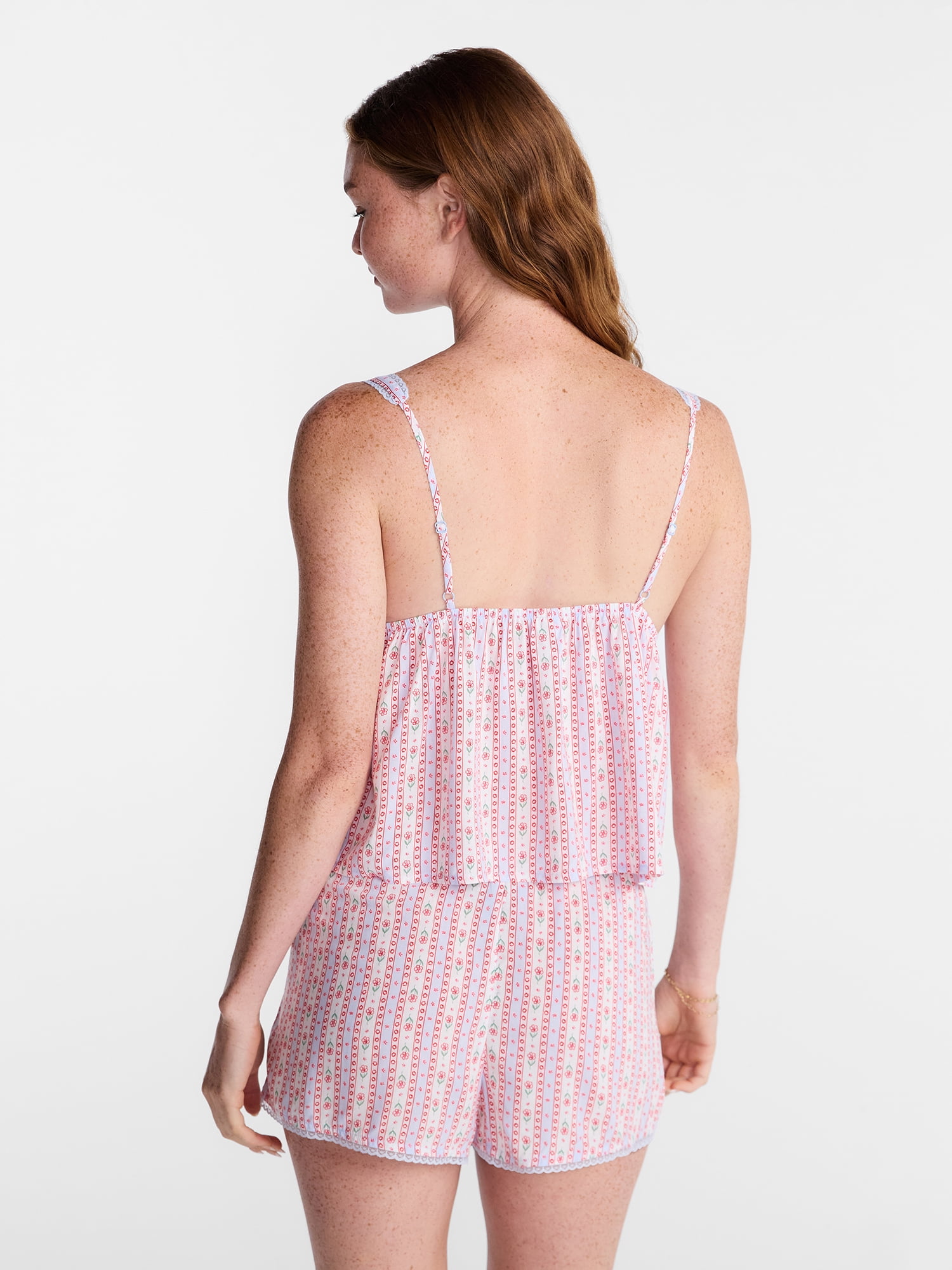 No Boundaries Woven Cami Top and Shorts Sleep Set, 2-Piece, Women's XS-XXL