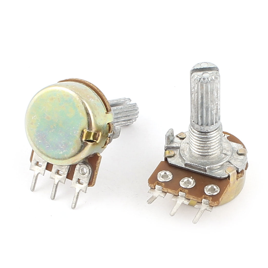 2PCS 2K Ohm 3 Pin Knurled Shaft Linear Rotary Taper Potentiometer B2K