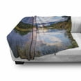 thumbnail image 3 of Wyoming Soft Flannel Fleece Throw Blanket, Nature Outdoor Scene of Colorful Sunset on Oxbow Bend of Snake River, Cozy Plush for Indoor and Outdoor Use, 50" x 70", Multicolor, by Ambesonne, 3 of 6