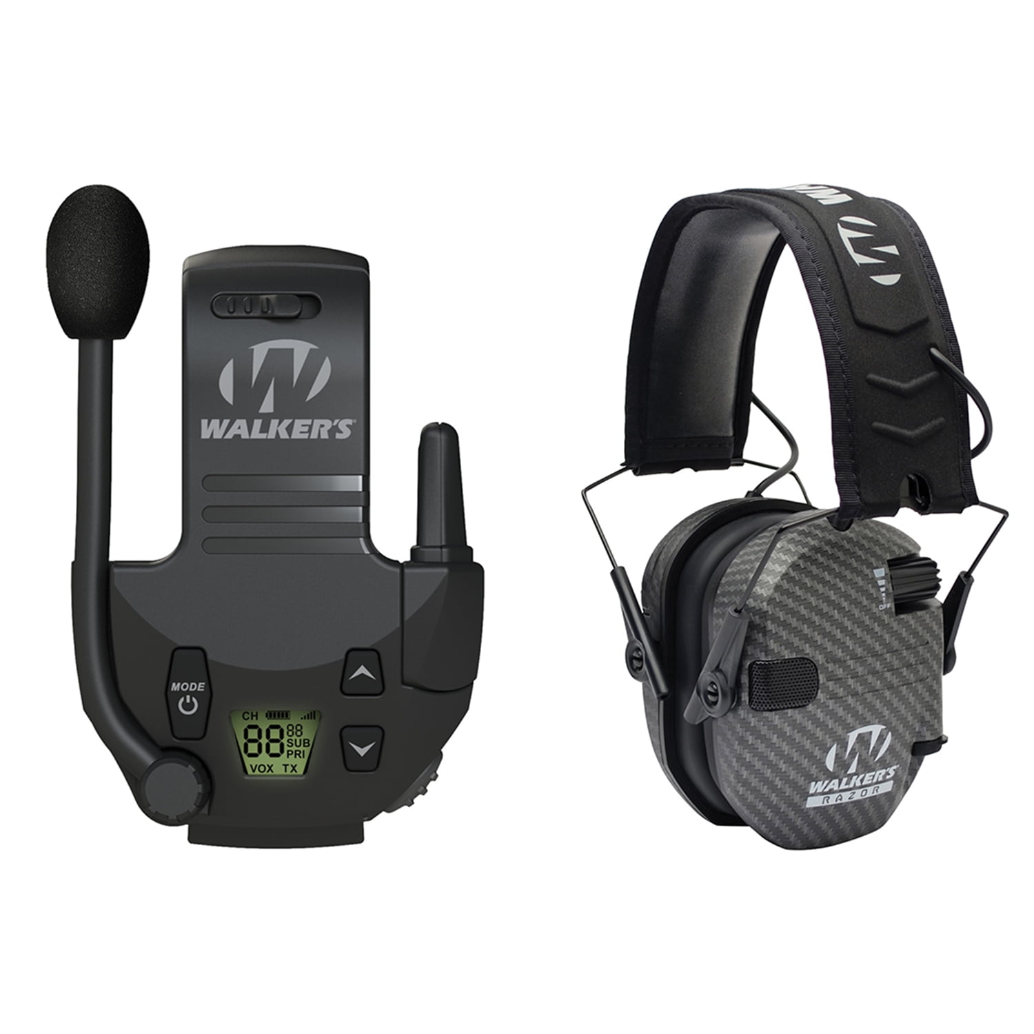 Walker's Game Ear GWPRSEMCARB Razor Electronic Muff (Carbon) bundle