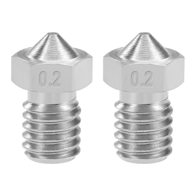 Cabezal de boquilla de impresora 3D de 0.2mm con rosca M6 para V5 V6 1.75mm extrusor, acero inoxidable 2pcs