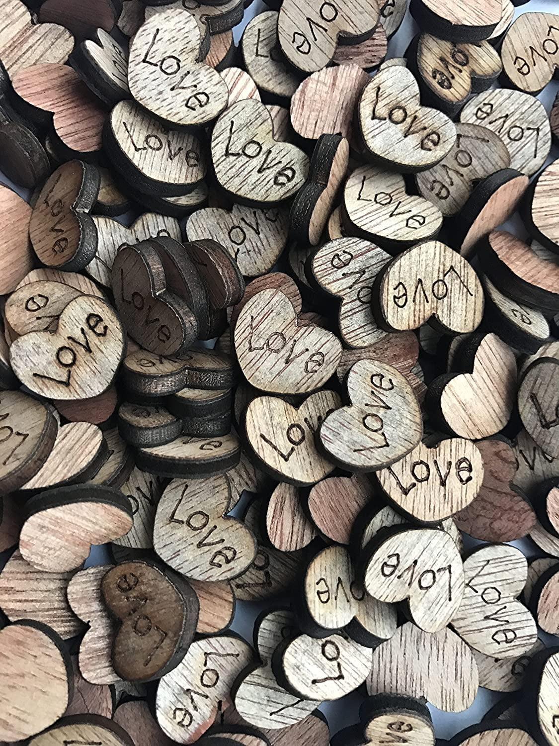200pcs Rustic Wood Wooden Love Heart Wedding Table Scatter Decoration DIY Craft 