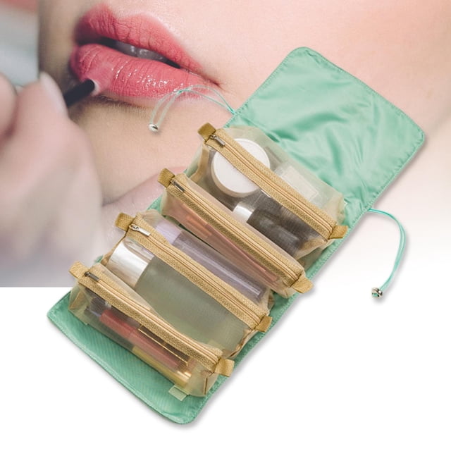 Neceser de viaje enrollable, contenedor multiusos con , bolsa de cosméticos de maquillaje desmontable para cepillos acondicionadores, juego de Verde shamjiam Neceser de viaje