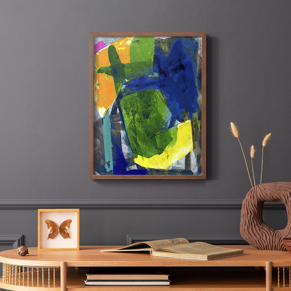Brights Strokes I Framed Print in Brown Solid Wood Framed Print No Nail Hanging