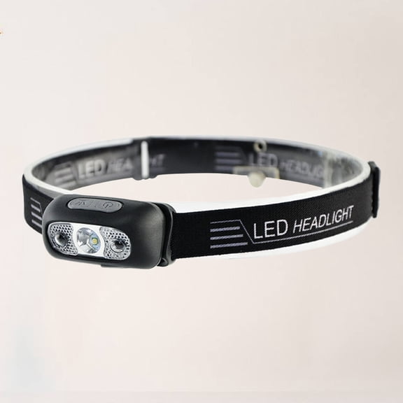 Hemoton LED headlamp for Running Camping with USB Charging Black ABS Material Lightweight and Durable 3 Modes
