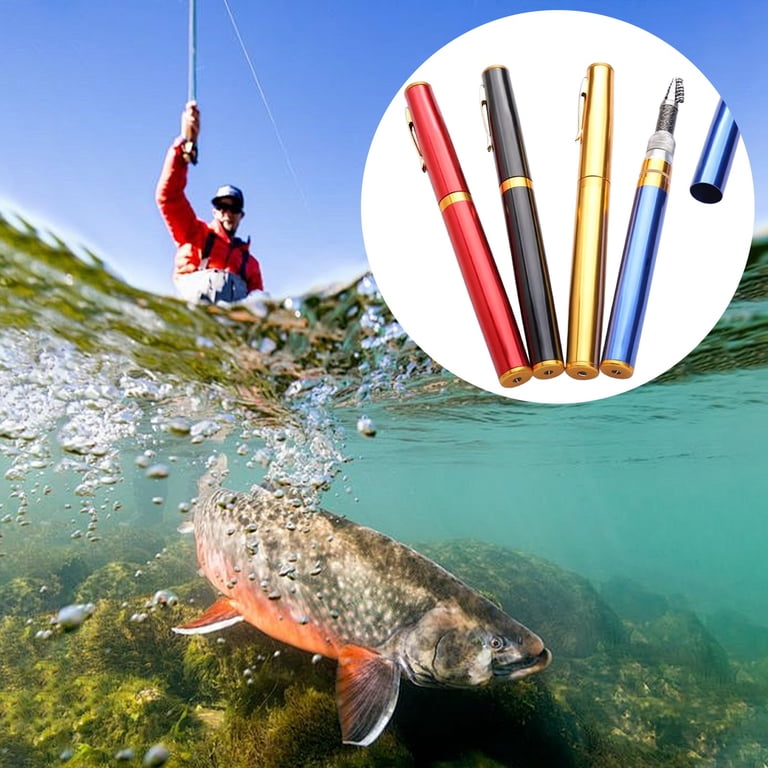 best compact fishing poles Pocket Size Rod, Mini Fishing Pole Pocket Pen Rod Set Portable Telescopic Pocket Pen Shape Fishing Rod Pole and Fishing Reel Combo Set for River Lake Reservoir Ice Fishing ( 16 section Best Ultralight Fishing Rods -