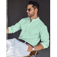 thumbnail image 3 of COOFANDY Men's Long Sleeve Oxford Dress Shirts Chambray Button Down Shirt Casual Band Collar Shirts, 3 of 5