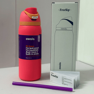 FreeSip Owala 32 Oz Stainless Steel Water Bottle, Two-Way Straw