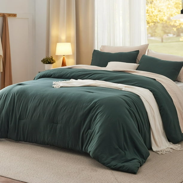 Juego de edredón Bedsure Queen Size Forest Green GentleSoft™