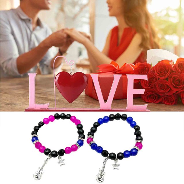 Xihbxyly Ofertas del Prime Day Pulsera elástica con cuentas de amor para hombre y mujer, con imán