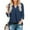 Dark Blue, variant on Idoravan Long Sleeve Shirts for Women Women's Fashion Casual V-Neck 3/4 Sleeve Work Shirt Solid Chiffon Fold Tunic Topice Wear Blouses