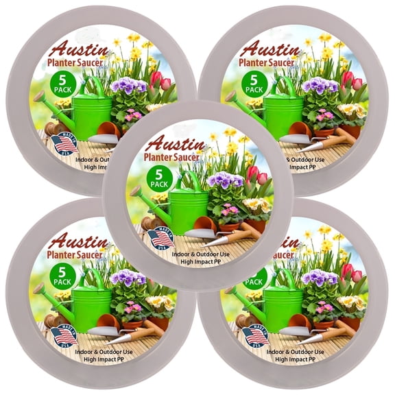 Austin Planter 4 inch(3 inch Base) Plant Saucer Natural Colored (5 Pack )- Polypropylene -Indoor/Outdoor -Made in USA
