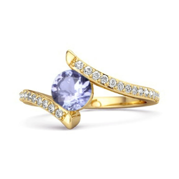 Mooneye Stackable 925 Sterling Silver Gold Vermeil 0.10 Ctw Tanzanite Anniversary Women Ring