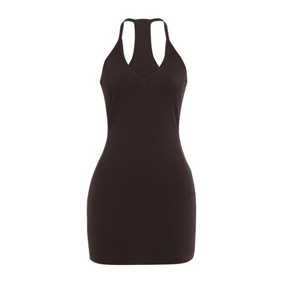 JIAYUE Women's Casual Bodycon Dress Mini Streetwear Fashion V Neck Solid Color Slim Fit Sleeveless Comfortable Dresses For Party Night Out