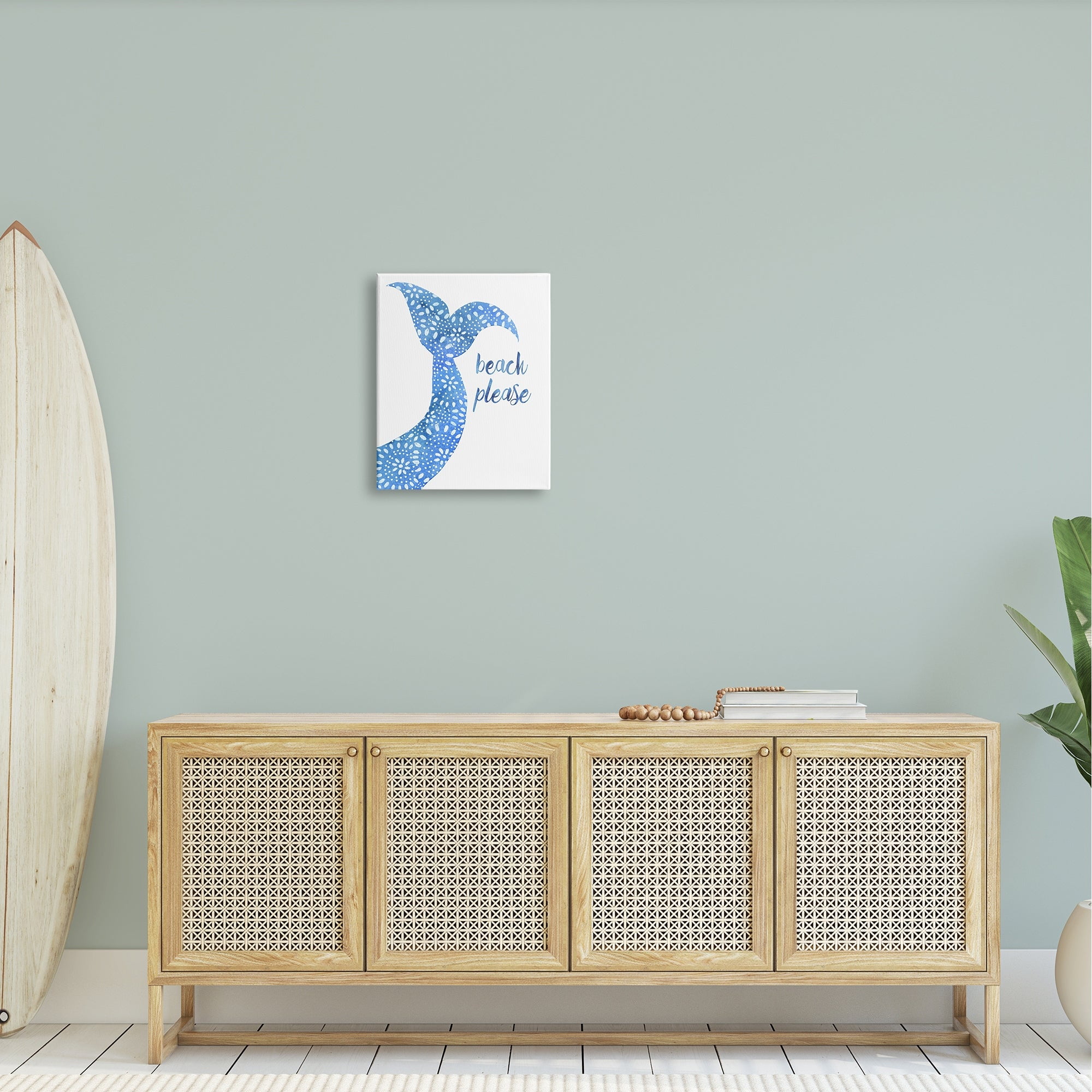 Stupell Industries Beach Please Blue Mermaid Tail Mandala Pattern Painting Gallery Wrapped Canvas Print Wall Art, Design by Jackie Decker