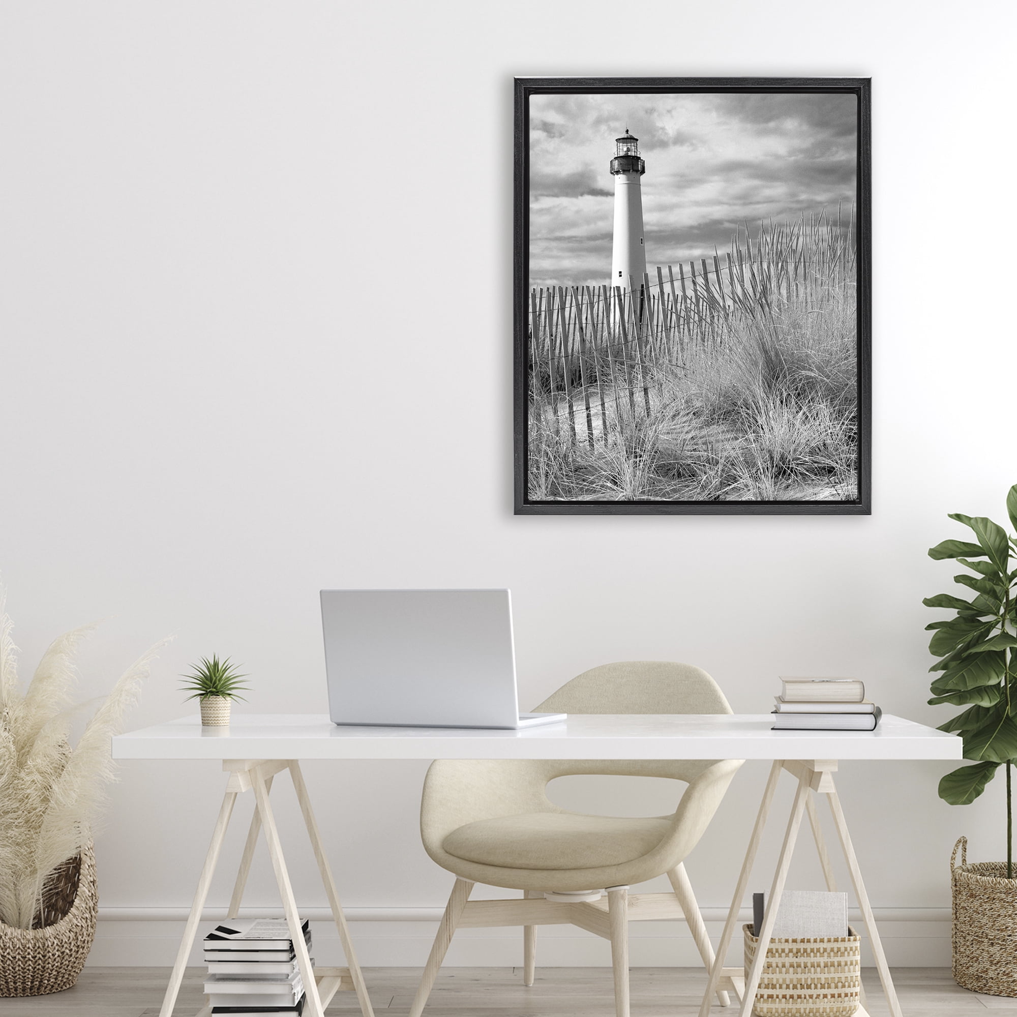 Stupell Industries Cape May Lighthouse View Black Framed Floater Canvas Wall Art, design by MJ Photography