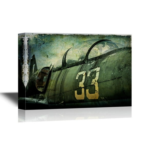 wall26 - Flight Canvas Wall Art - Vintage Warcraft Airplane - Gallery Wrap Modern Home Art | Ready to Hang - 24x36 inches