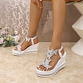 thumbnail image 6 of Hopeusnice Sandals for Women Open Toe Breathable Soft Non-Slip Women's Sandals Trendy PU Materials Summer Shoes Thick-Soled Heel Vacation Shoes White 39, 6 of 7