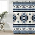 thumbnail image 5 of Blue Southwestern Shower Curtain, 72" x 72", Native Aztec Ethnic Style Geometric Waterproof Bathroom Curtain Washable Shower Curtain Set with 12 Hooks, 5 of 6