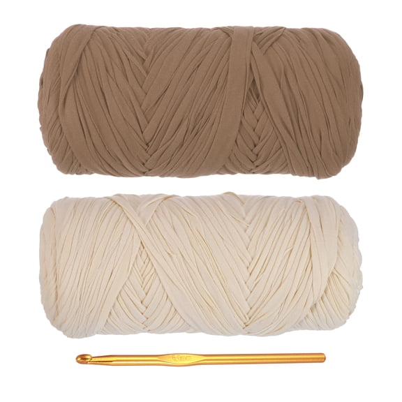 Uxcell T-Shirt Yarn for Crocheting, 2 Pack 400g/130 Yards Yarn(Beige/Coffee Color)