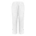 thumbnail image 5 of Lumtrix Linen Pants Women Petite Straight Leg Summer Beach Cotton Linen Wide Leg Lounge Pants High Waisted Casual Plus Size Trousers White XL, 5 of 7