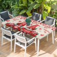 thumbnail image 2 of Valentine's Day Table Cloths for 6 Foot Rectangle Tables, Red Gnomes Loves Roses Romantic Beige Patio Waterproof Elastic Fitted Tablecloths, Washable Rectangular Table Cover for Camping, 2 of 8