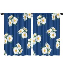 Blackout Kids Curtains,Navy Daisy Flower White Blooms Pattern Childrens Insulated Curtains Set Of 2,Bedroom Essentials,Toddler Room Decor 42"x63"