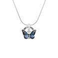thumbnail image 2 of Delight Jewelry Silvertone Large Blue Butterfly with 6 AB Crystals Silver-tone You Mean the World to Me Ring Necklace, 18", 2 of 4