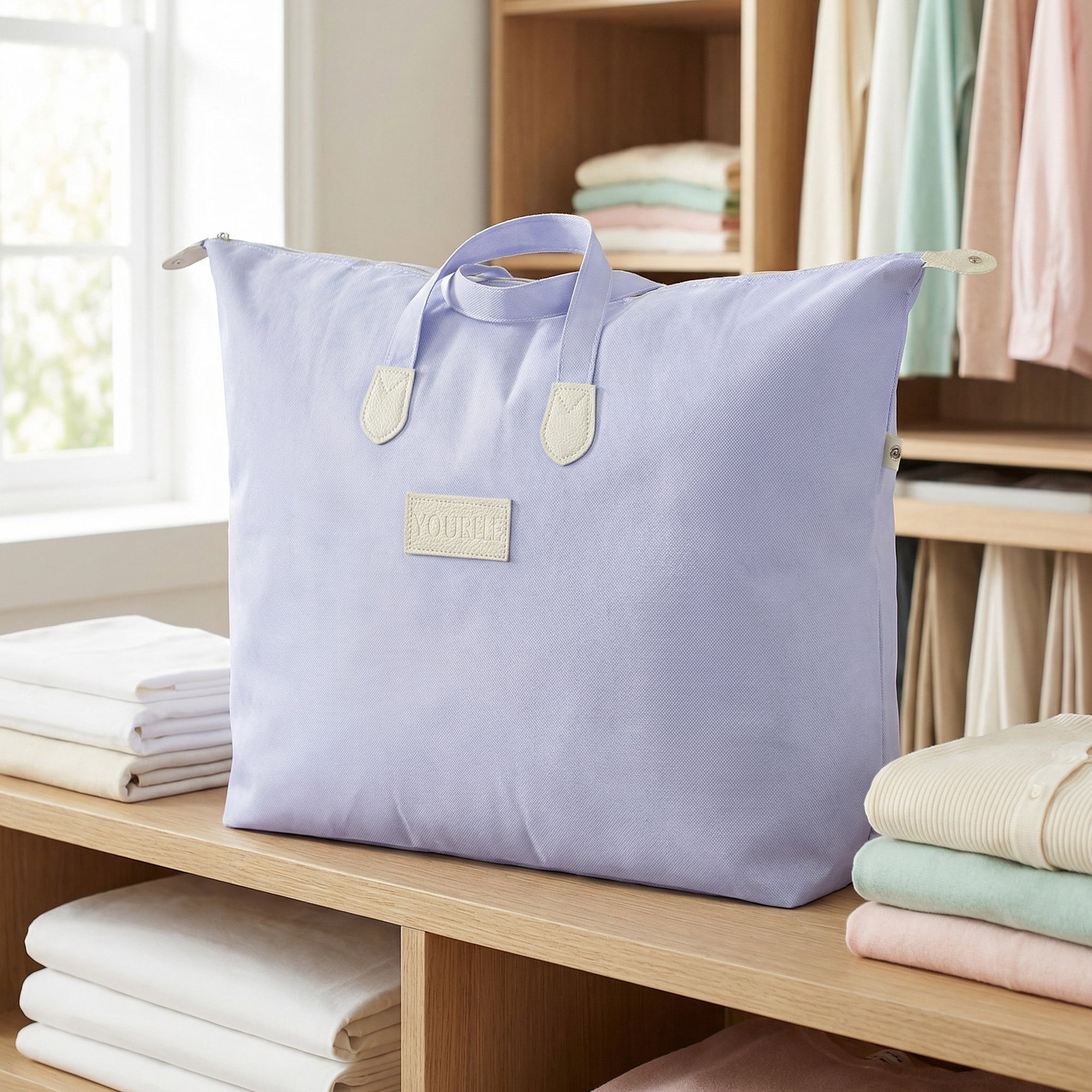 Unique Bargains Foldable Storage Bag for Clothes Organizing Bedroom Blue 20.5"x6.7"x15.7"