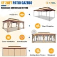 thumbnail image 4 of SANOPY 12x20 Outdoor Gazebo Heavy Duty Patio Gazebo Canopy with Nettings & Curtains Gazebo Tent with Metal Steel Gazebo Pavilions for Patio, Party, Backyard, Deck, Garden, Tailgate, 4 of 10