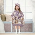 thumbnail image 7 of BZSMCE Kids Wearable Blanket Hoodie Warm and Cozy Cats and Dogs Among Flowers Flannel Sweatshirt, 7 of 7